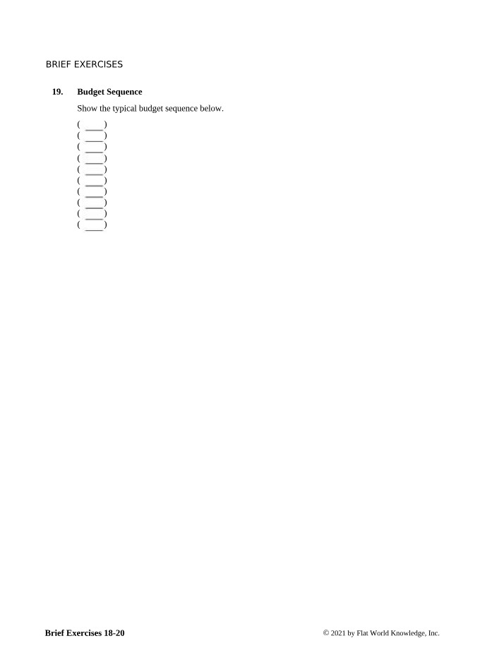 Sales and Production Budgets - Budget Sequence Brief Exercises