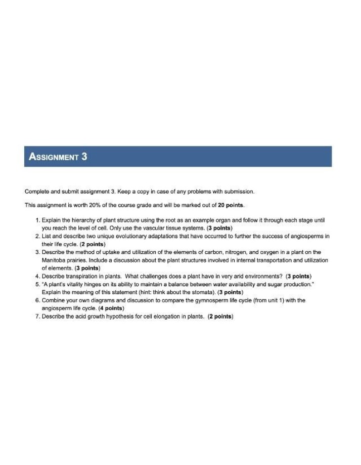 Assignment 3 - Introduction to Biology