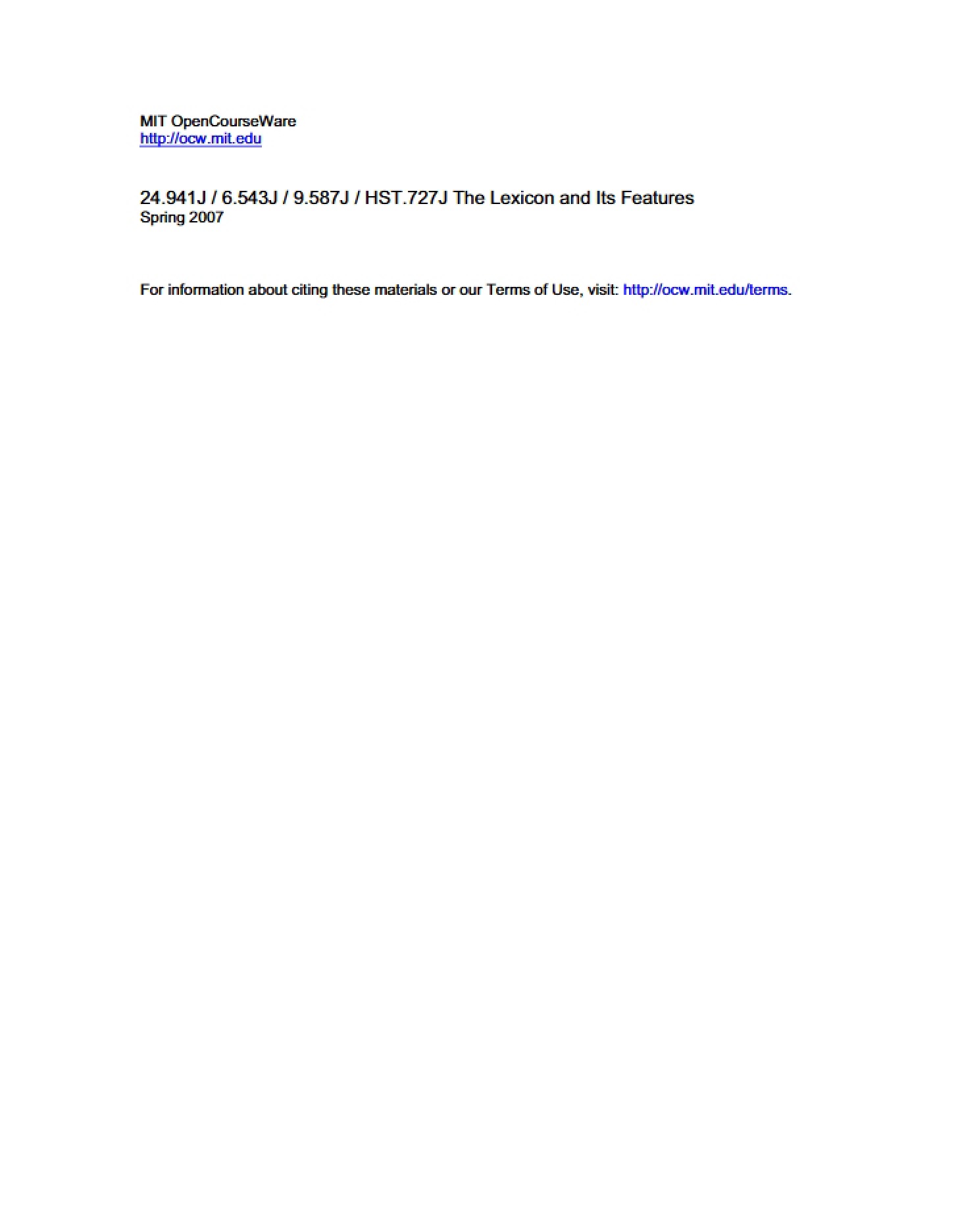 Lexicon Features