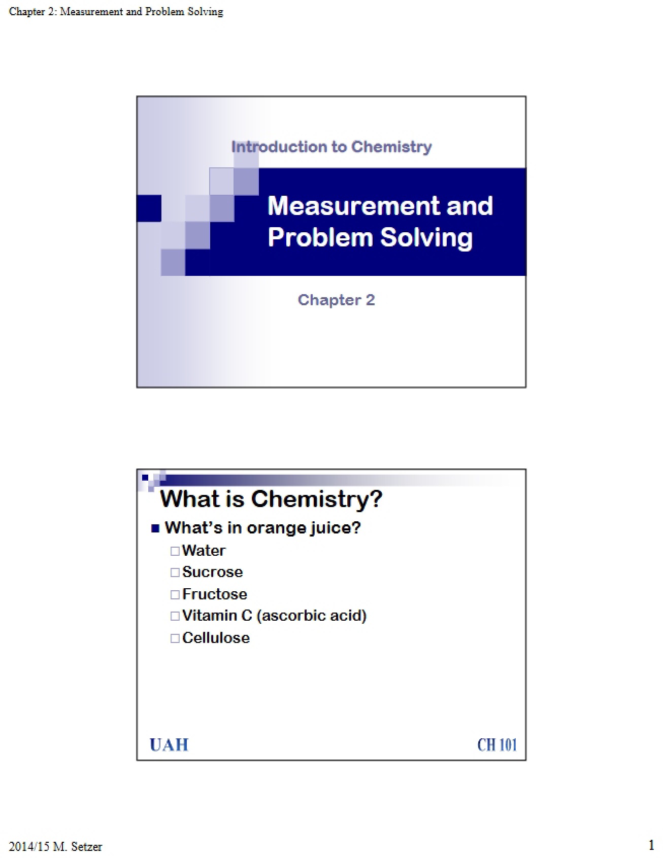 Problem Solving and Measurement