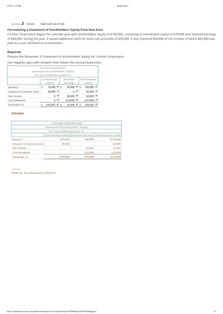 Statement of Stockholders' Equity - Formulating from Raw Data