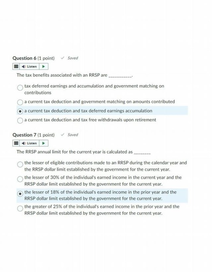 RRSP Contribution Limits and Tax Benefits Quiz