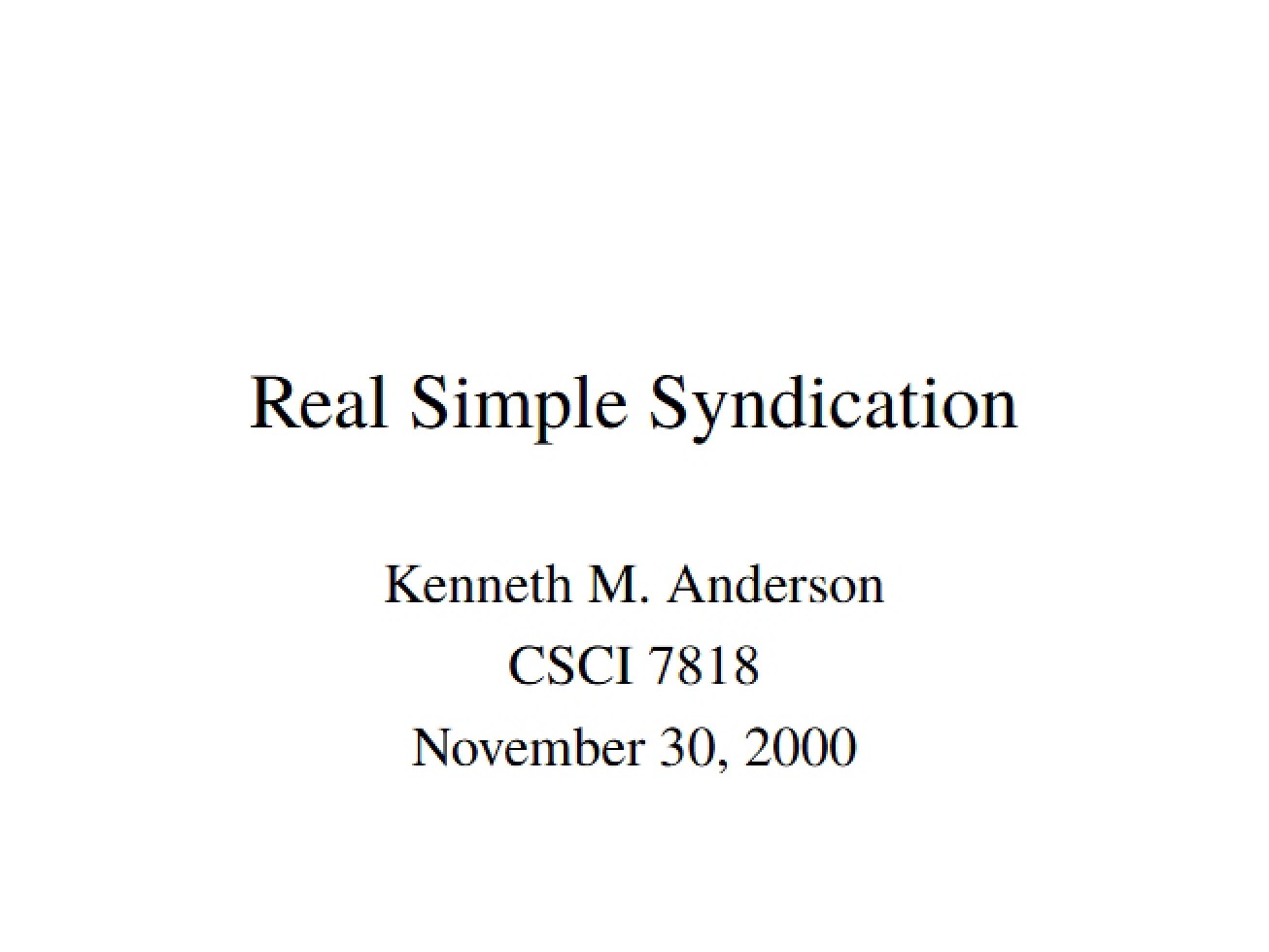 Overview of Real Simple Syndication