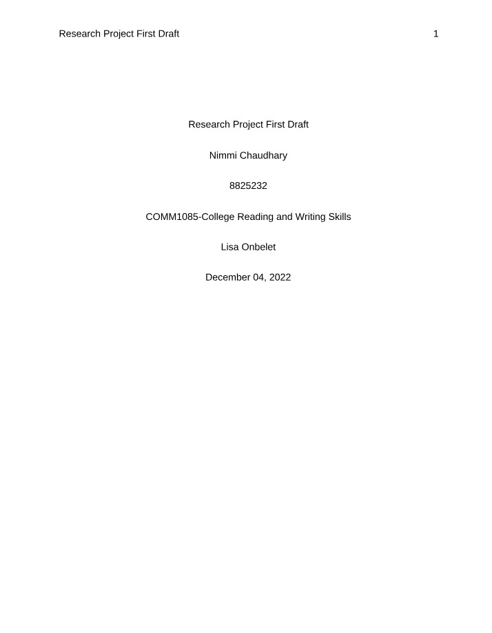Research Project First Draft Gamma