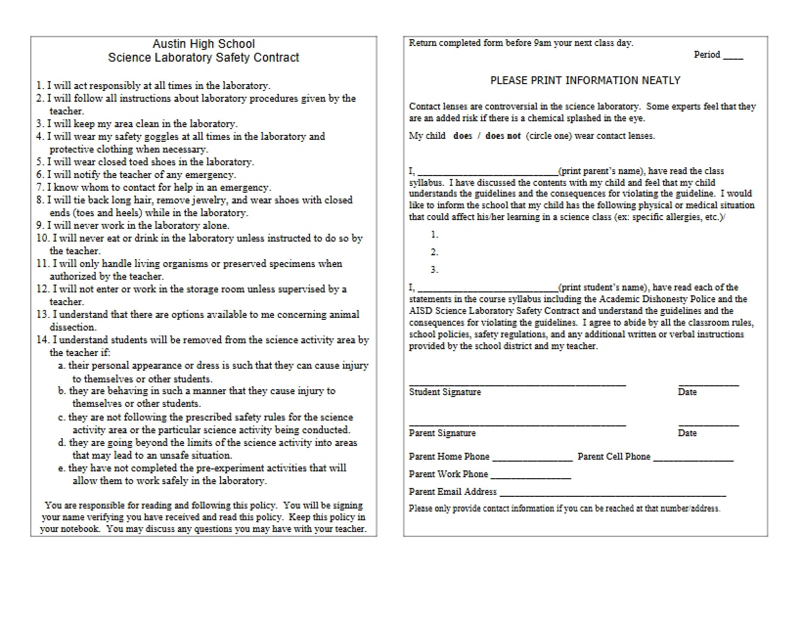 Rules for Lab Safety