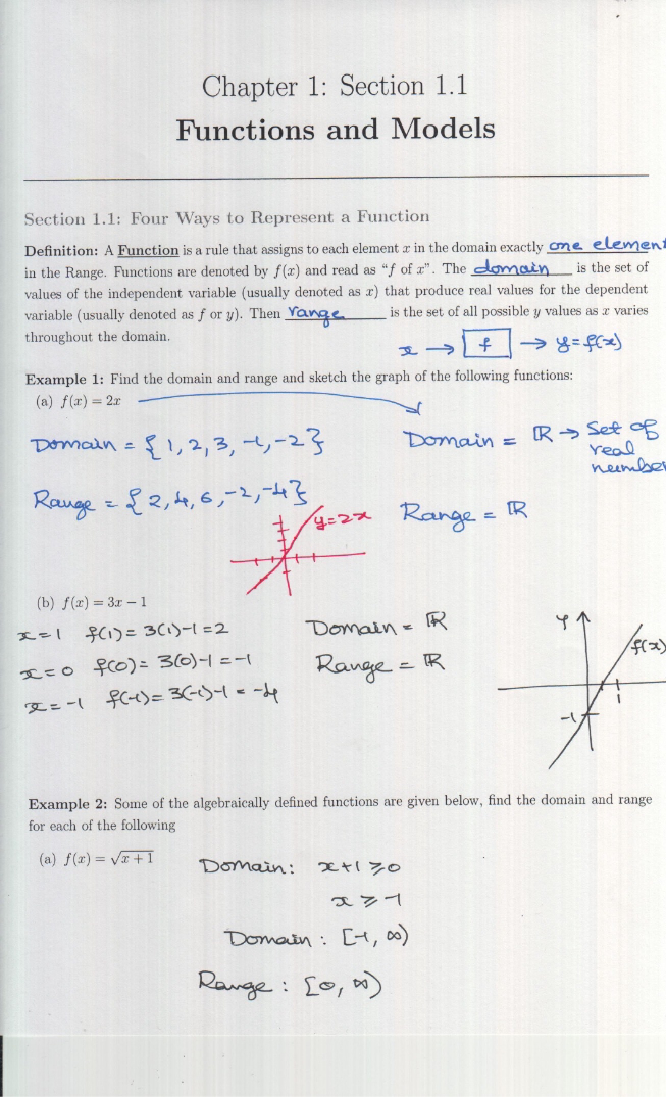 Lecture Notes for Section 1.1