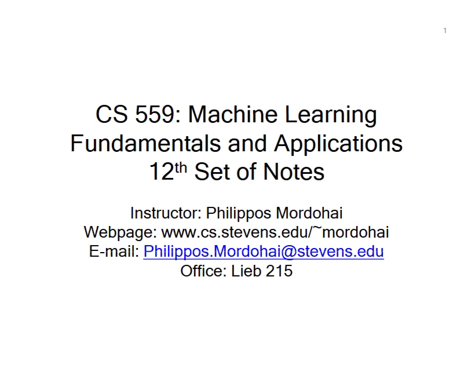 Machine Learning Notes Set 12