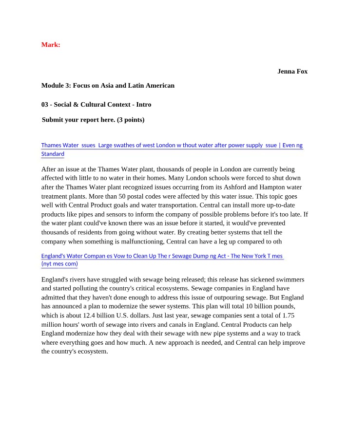 Module 3 Report - Fox Case