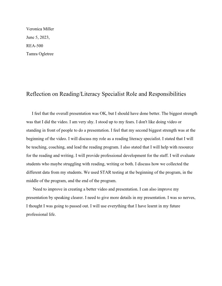 Roles and Responsibilities of the Reading-Literacy Specialist