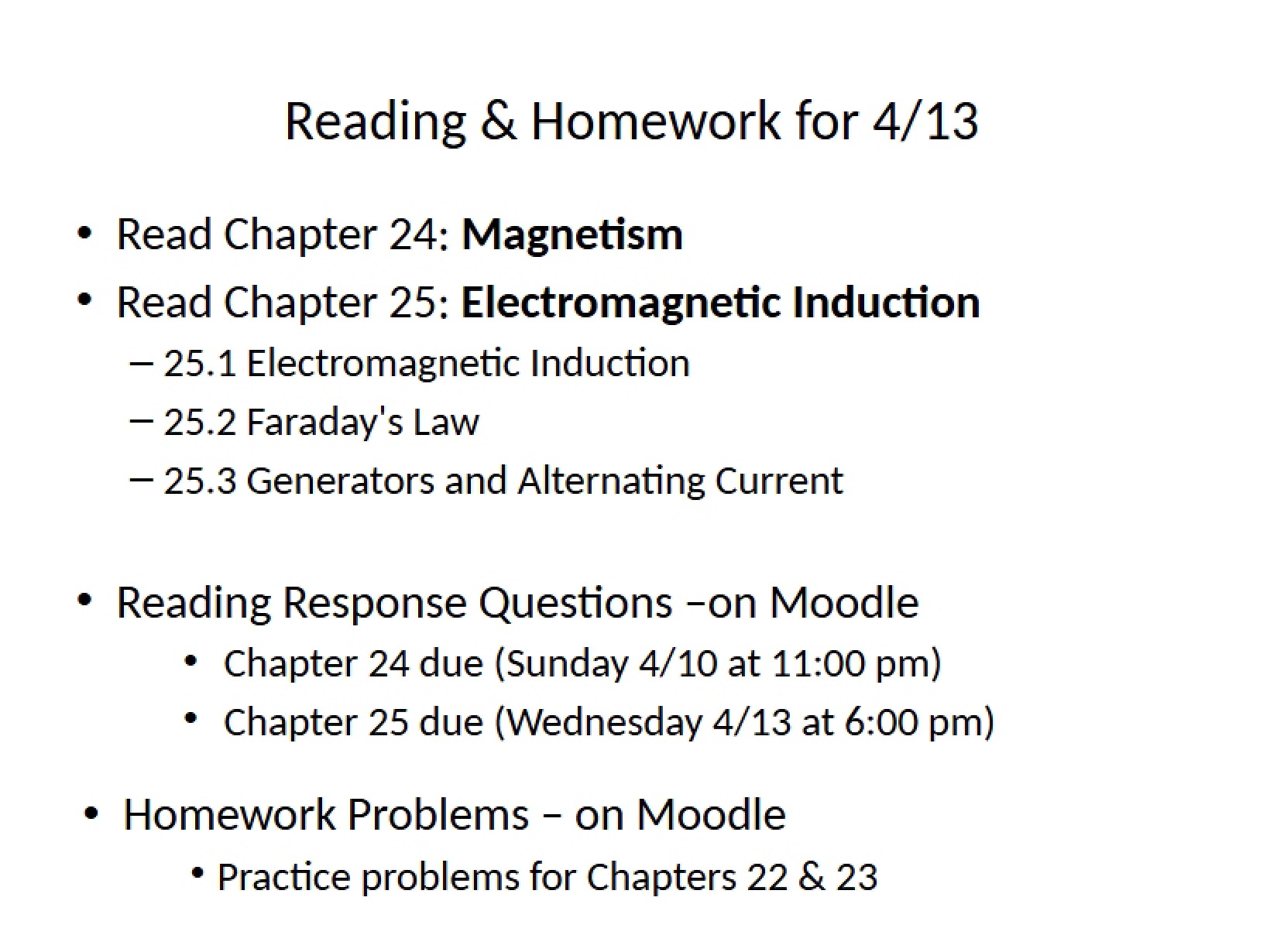 Chapters 22 and 23 (Lecture 10)