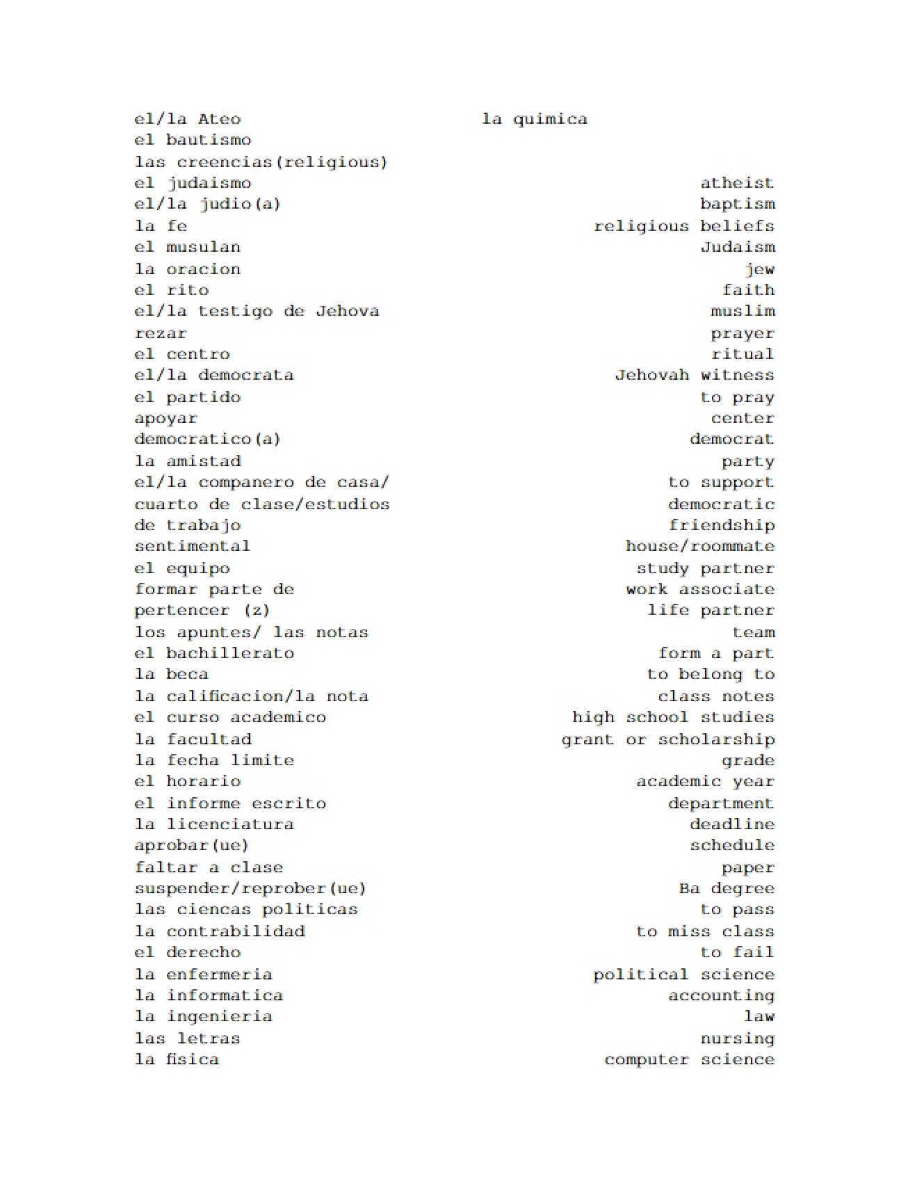 Notes for Intermediate Spanish