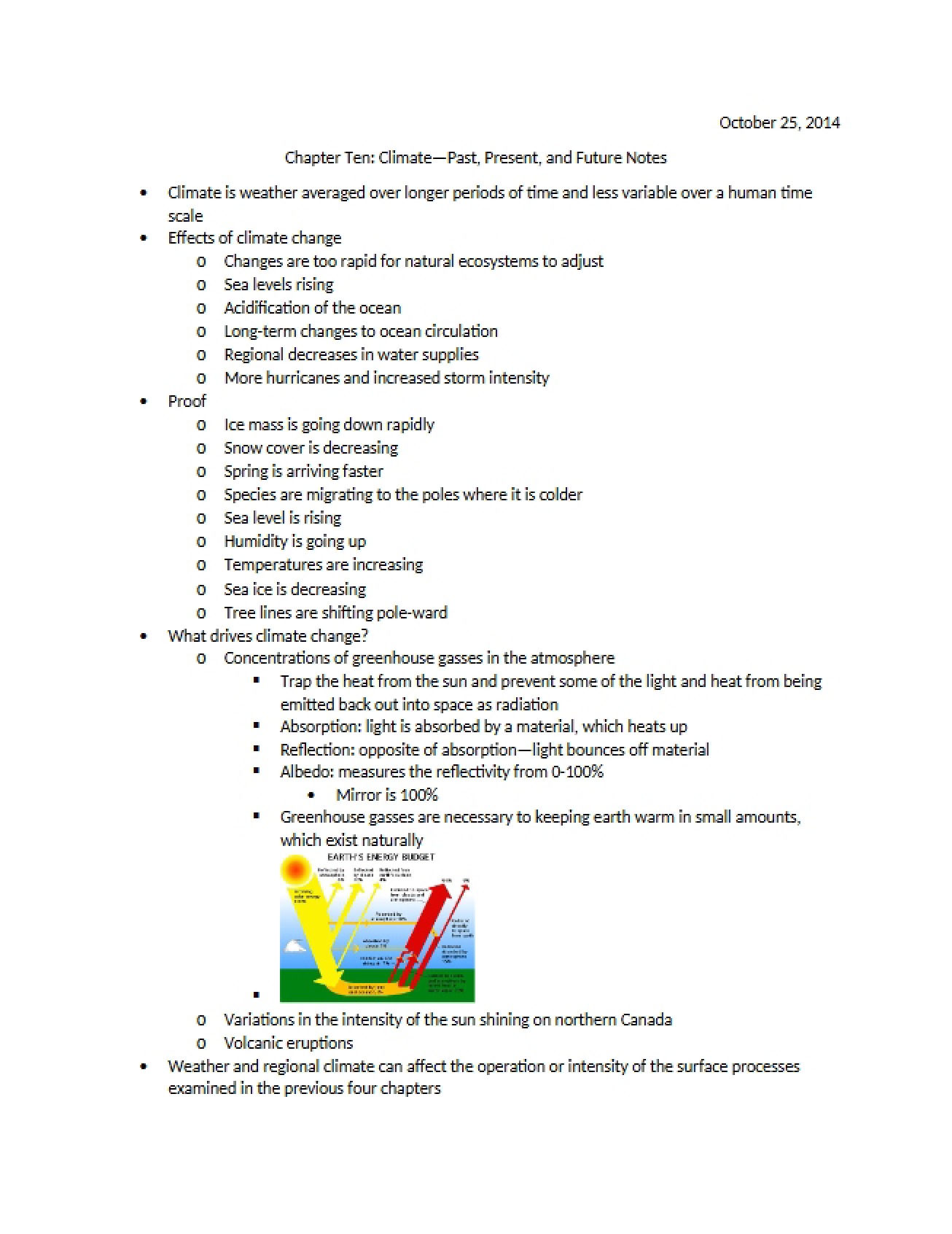 Climate Past, Present, Future (Chapter 10 Notes)
