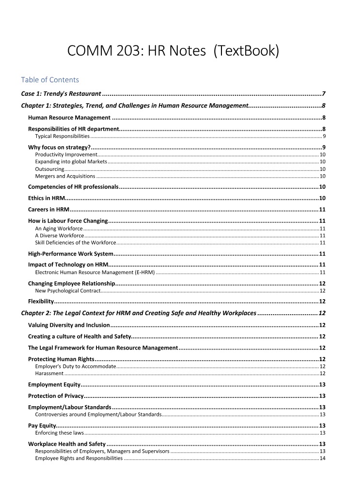 Textbook Notes - Human Resource Management
