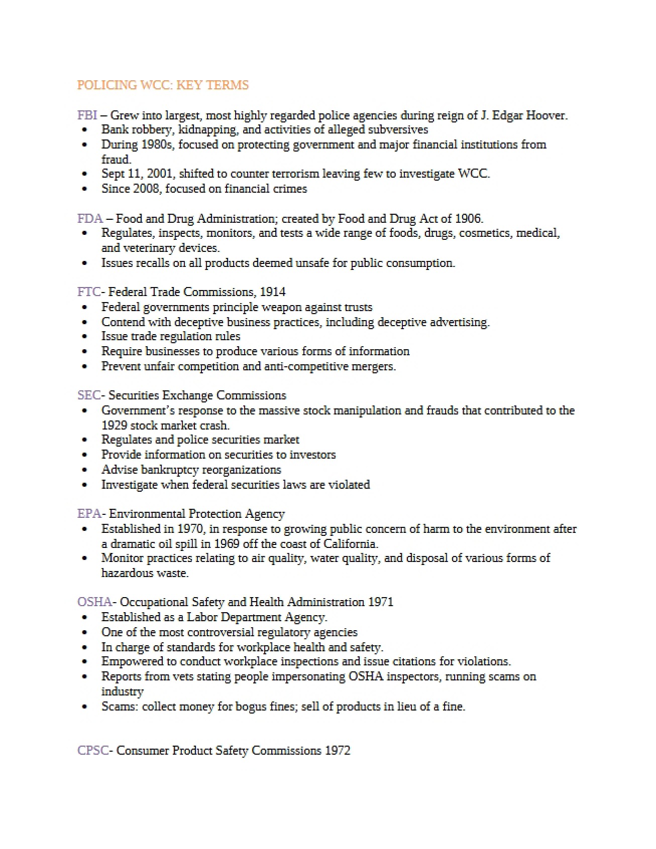 Fourth Set of Study Guide Notes