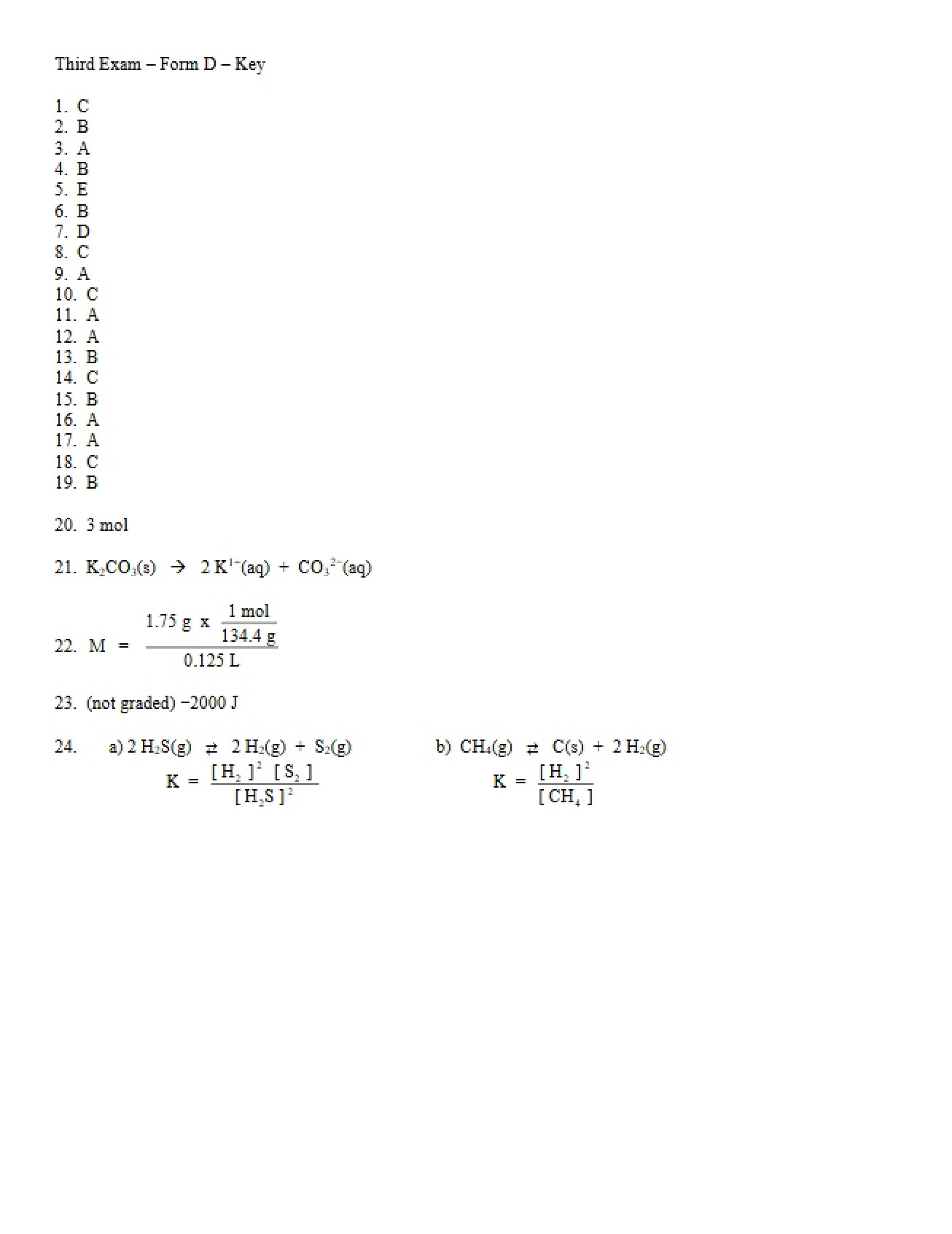 Key for Exam 3D