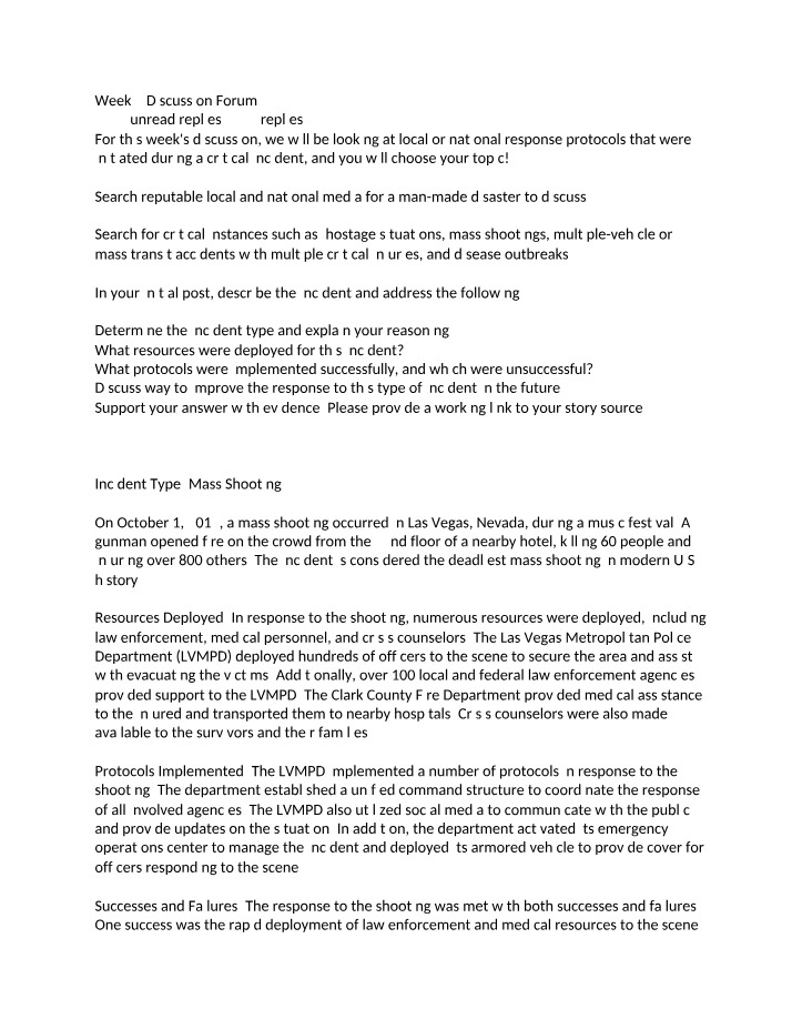 Week 4 Discussion Forum Initial