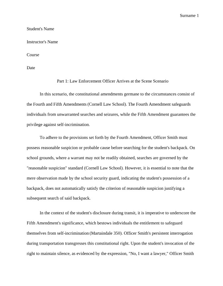 Law Enforcement Officer Conduct and Constitutional Amendments