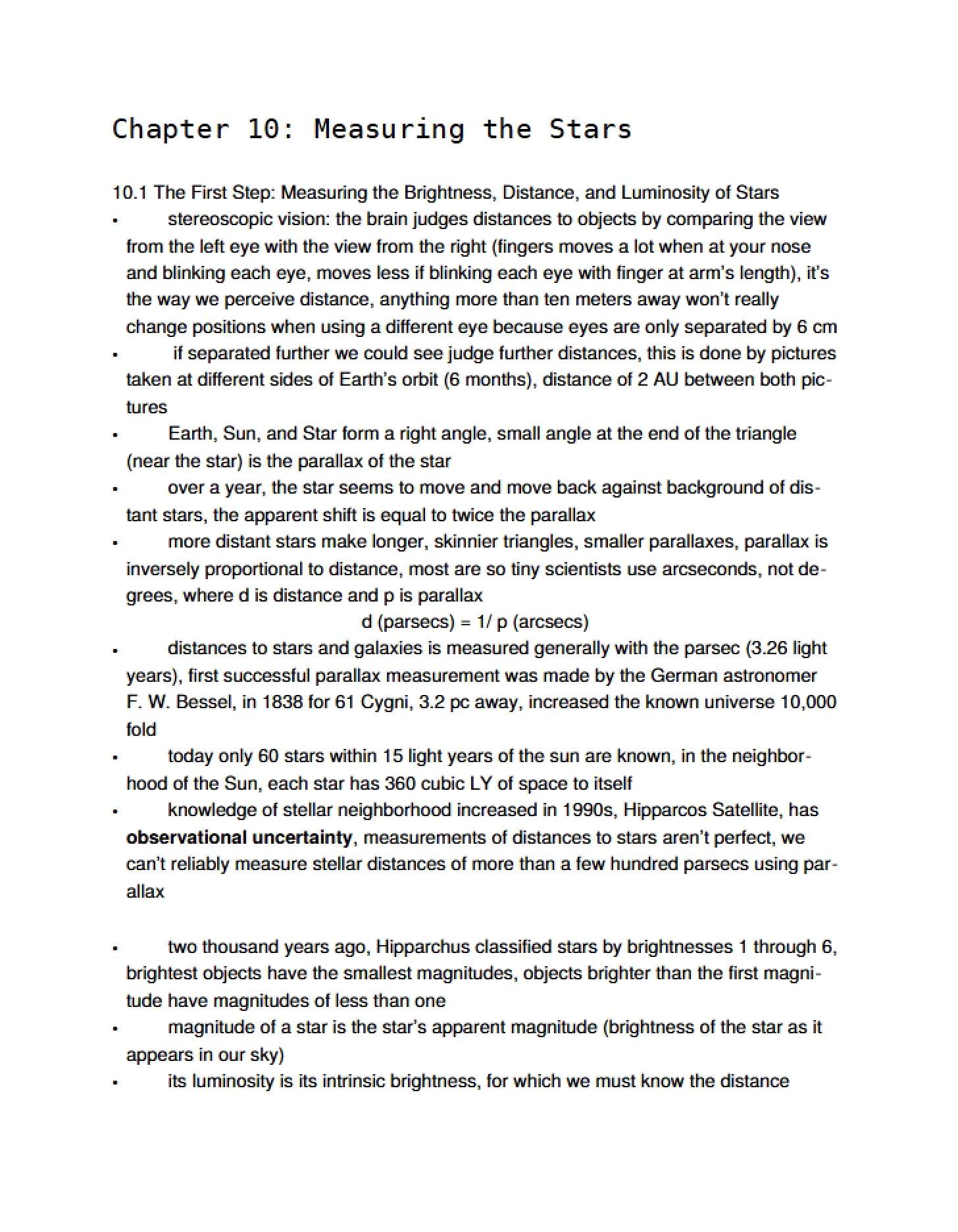 Stellar Measurement Chapter 10