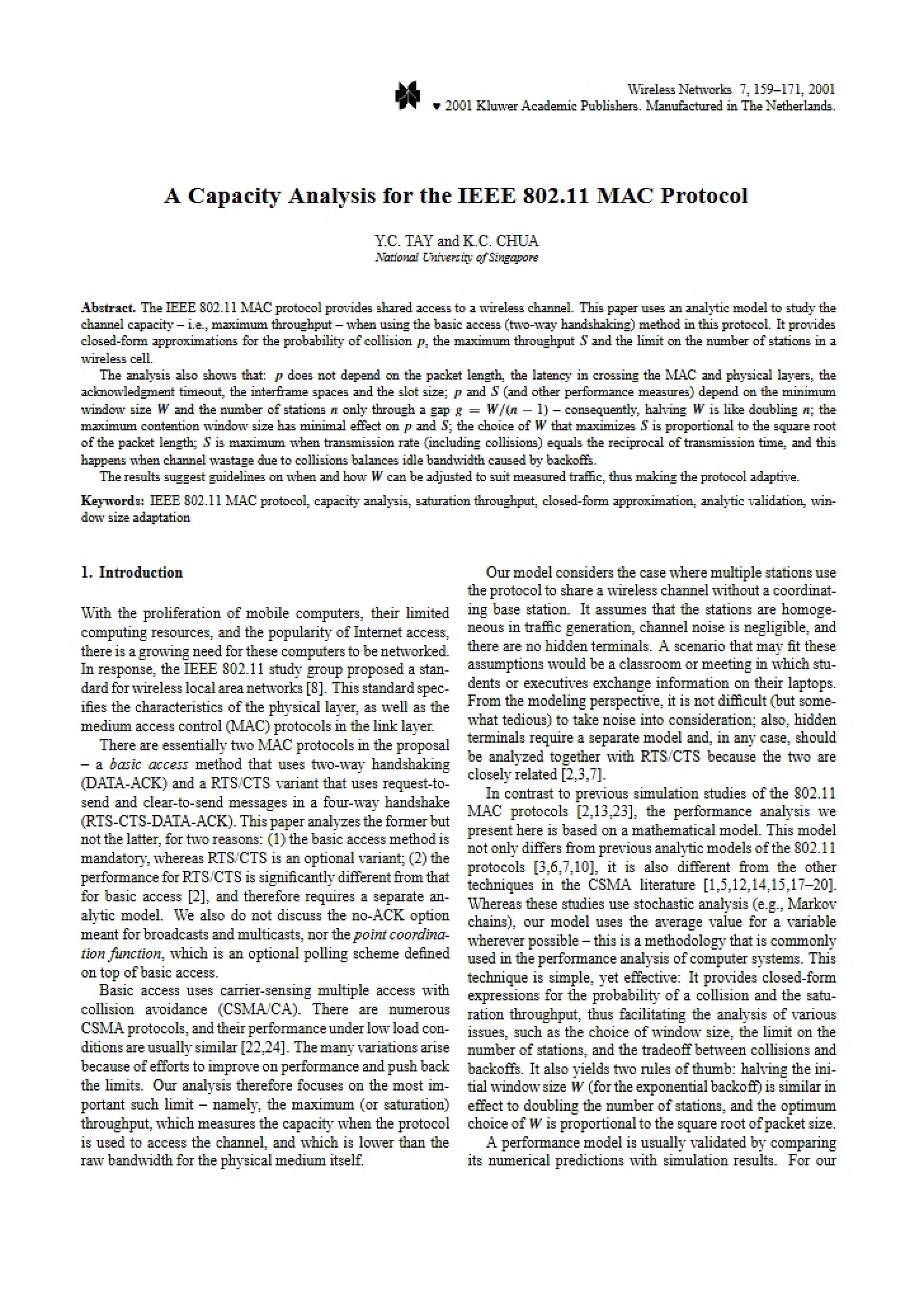 IEEE 802.11 MAC Protocol Capacity Analysis