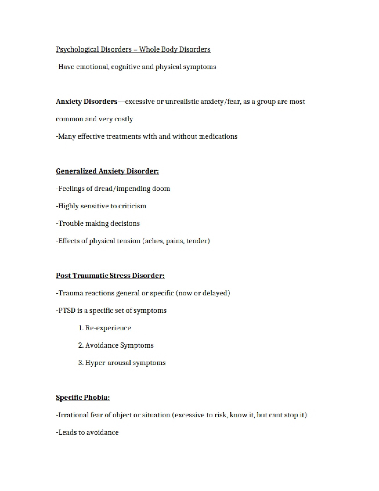 Notes for Psychology Class