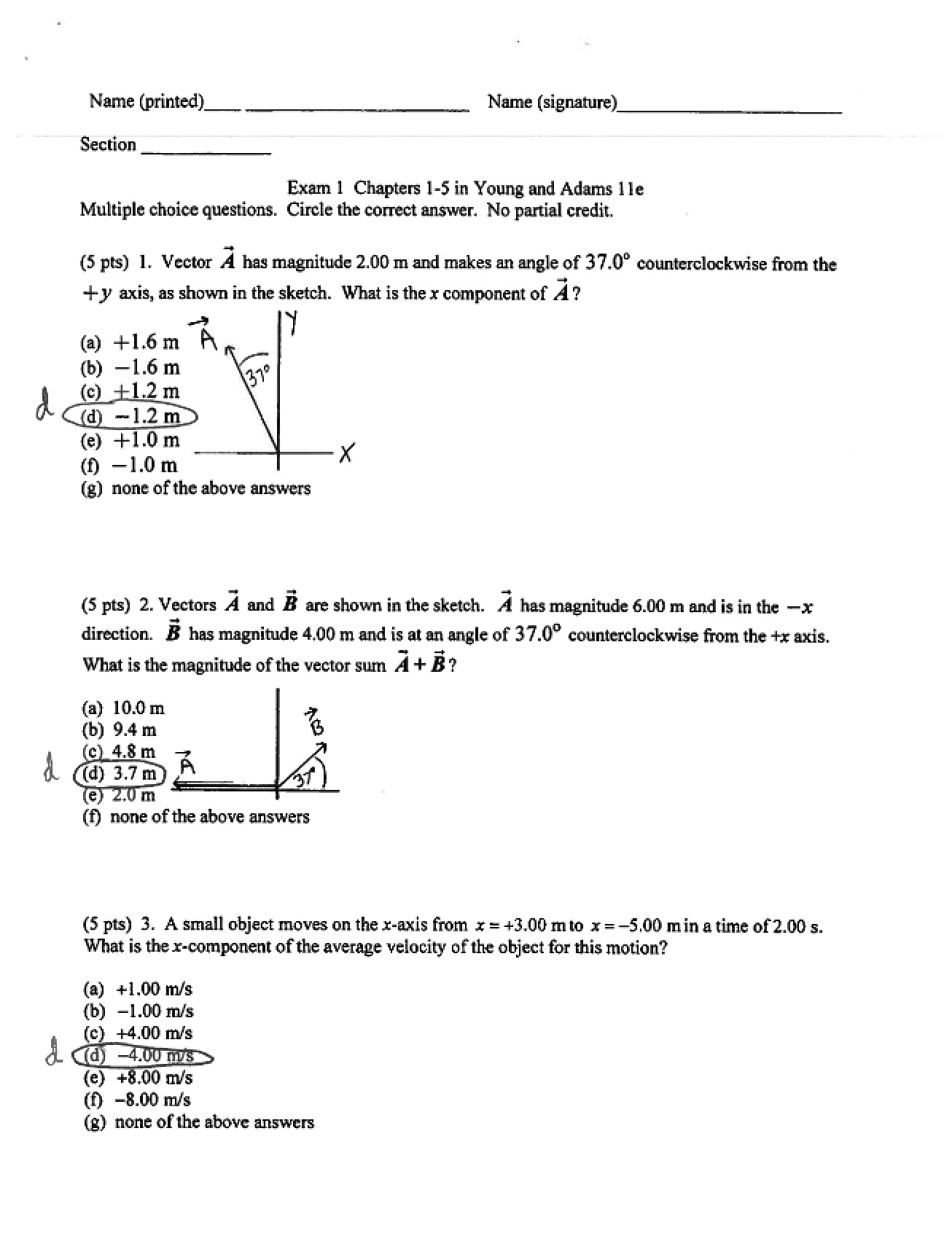 Examination One - College Physics