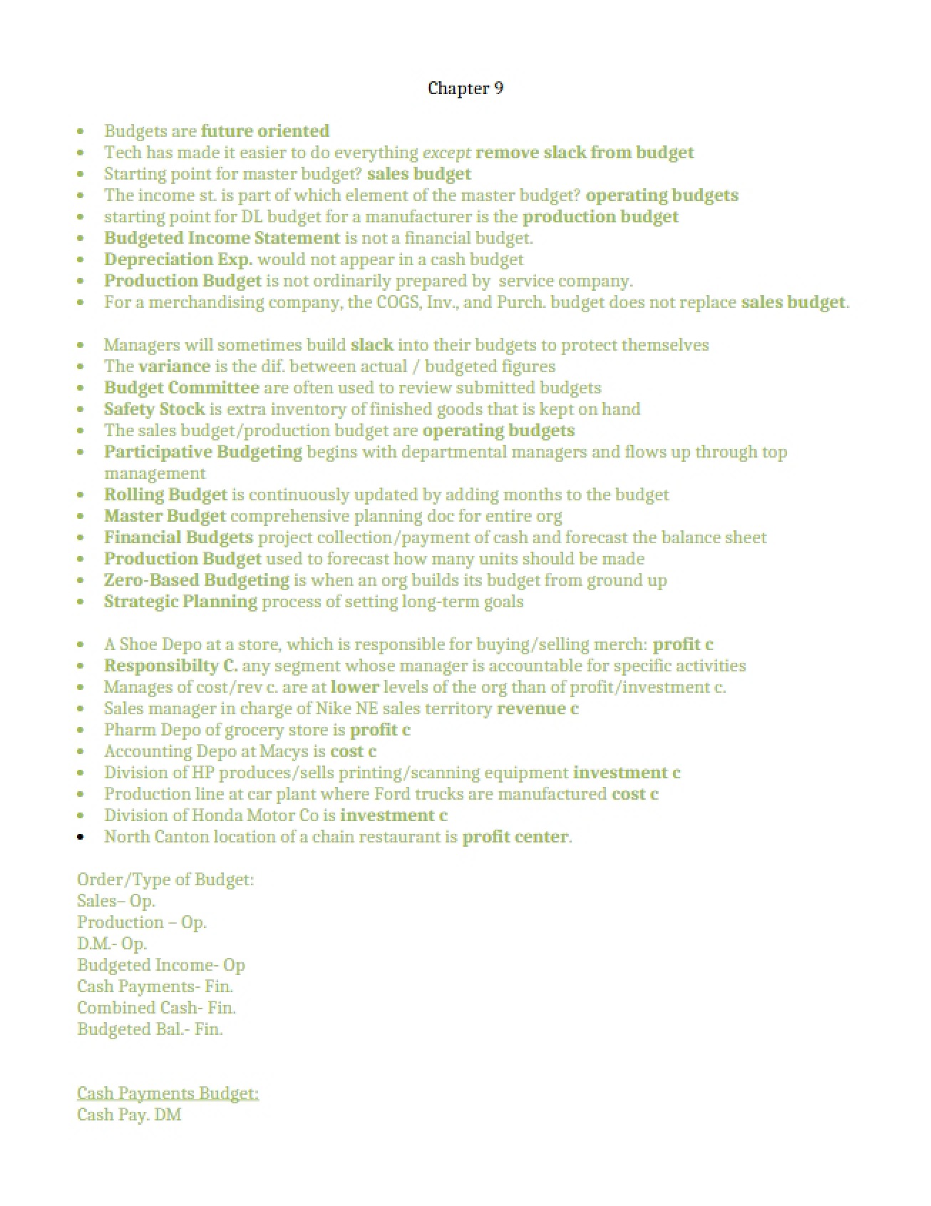 Chapter 09 Managerial Accounting
