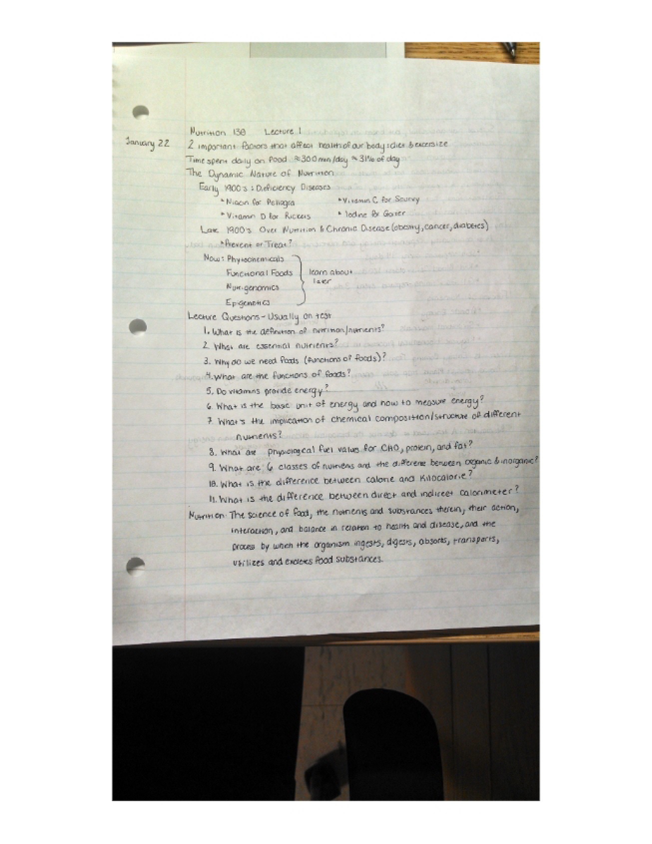 Notes Lecture 1