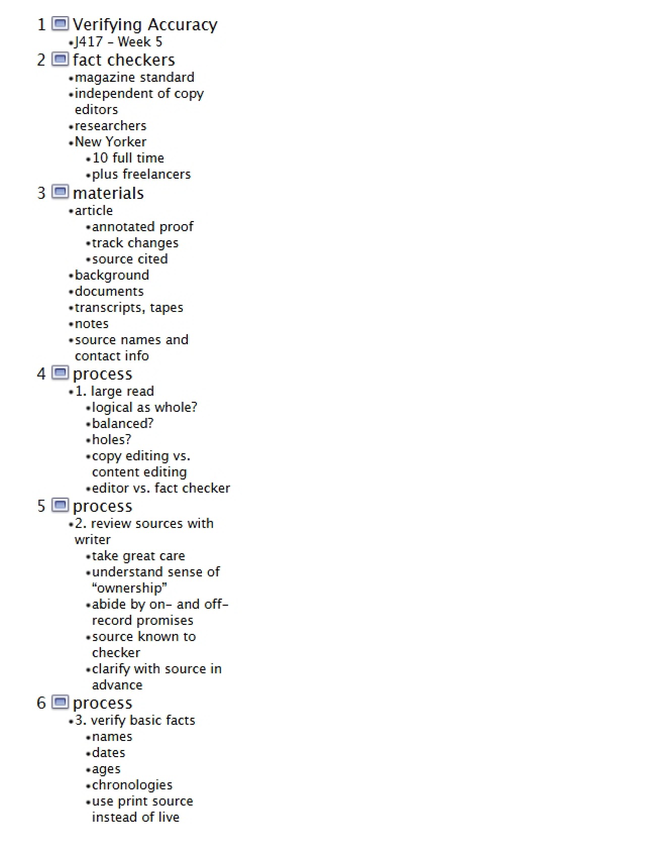 Notes for Study (Journ 417)