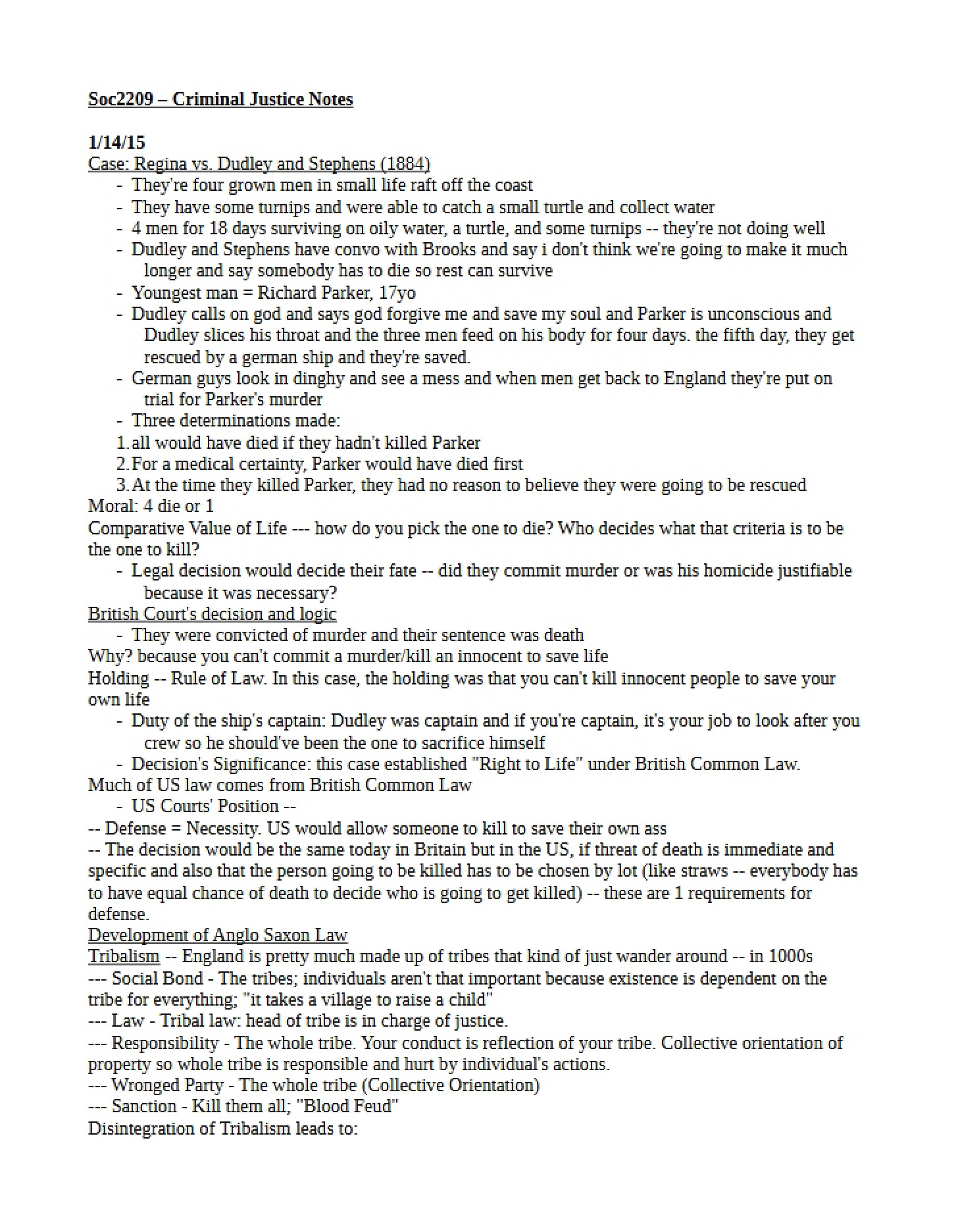 Notes on Criminal Justice