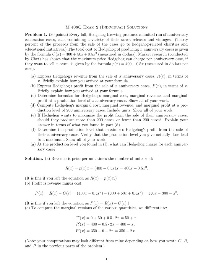 Solutions for M 408Q Exam 2