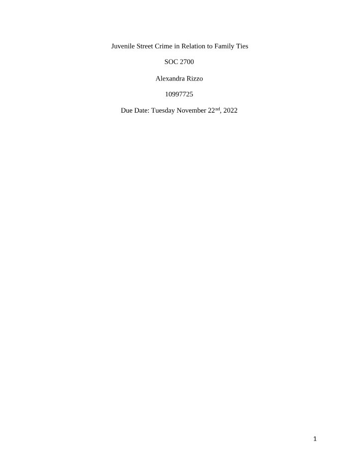 Final on Juvenile Delinquency and Family Ties