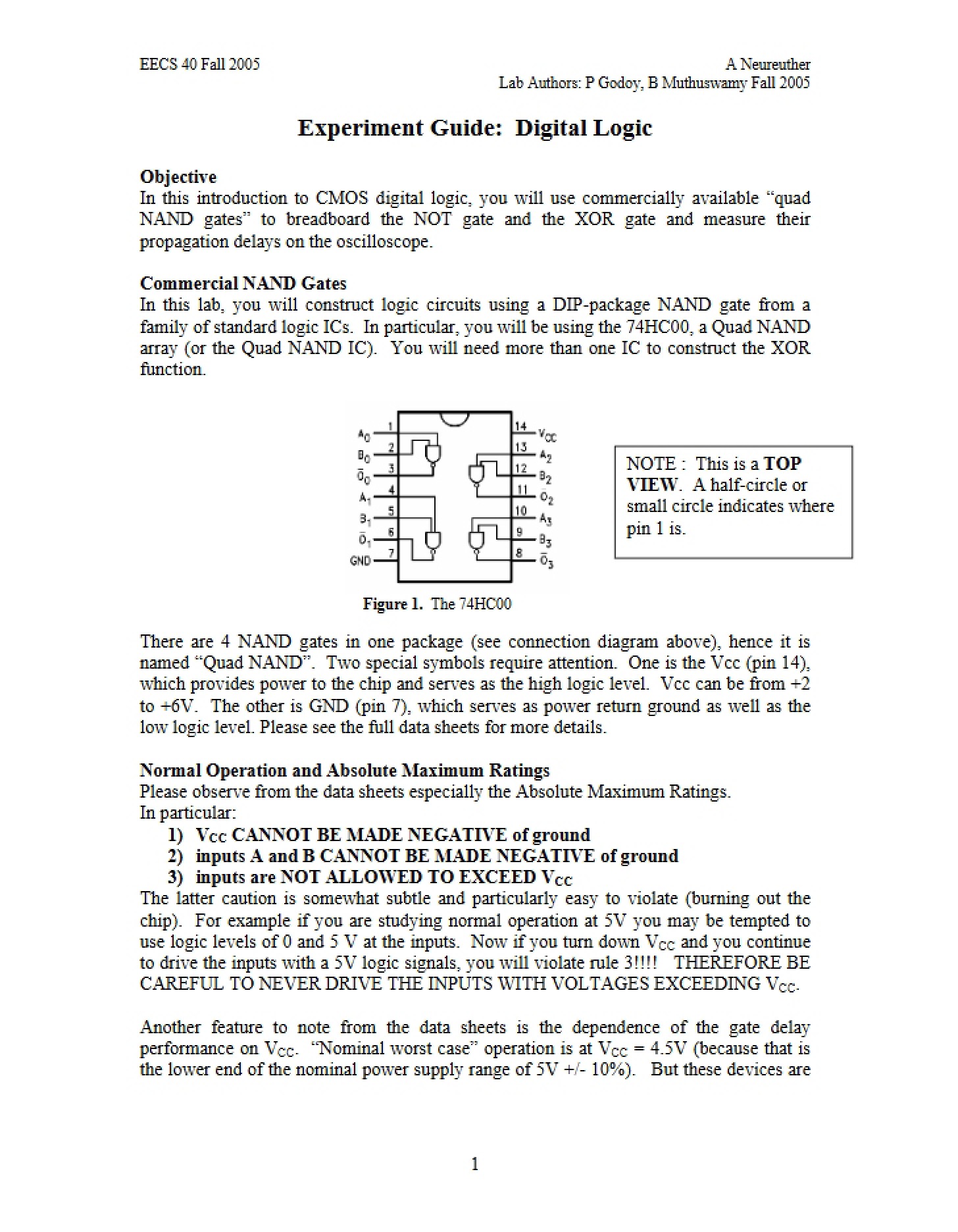 Digital Logic Experiment Guide