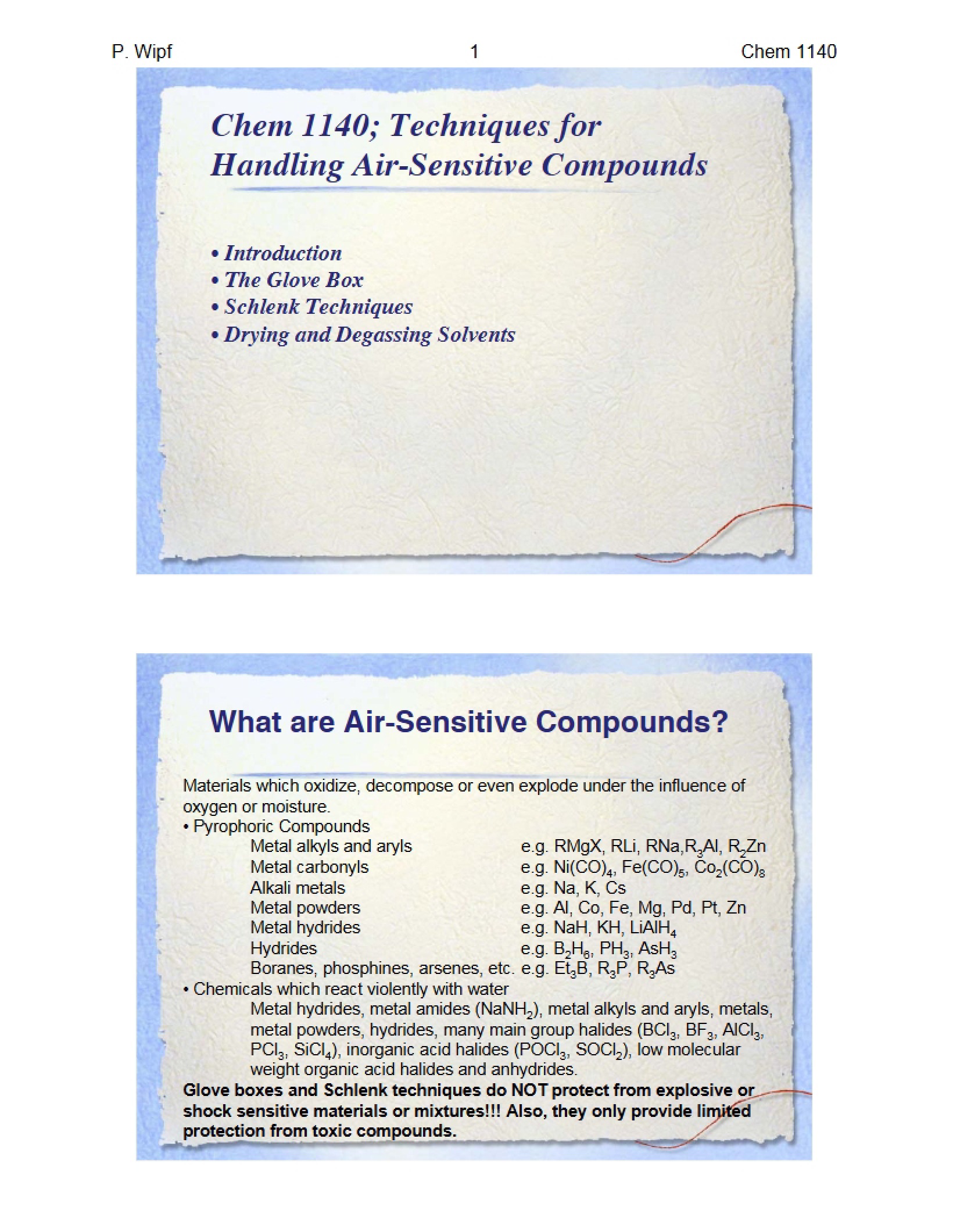 Air Sensitive Compounds Handling Techniques
