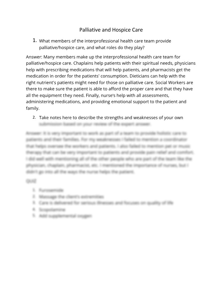 Hospice and Palliative Care