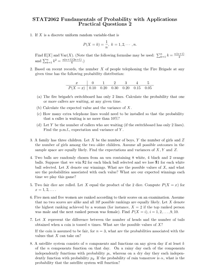 STAT2062 - Practical Questions 2