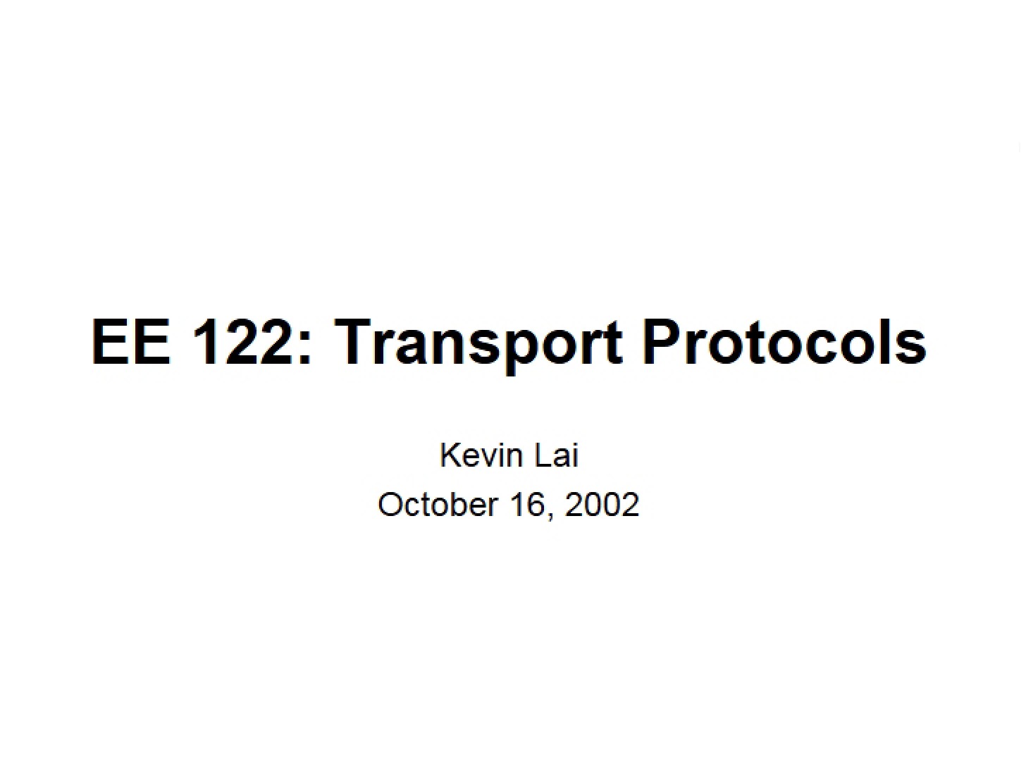 Transport Layer Protocols