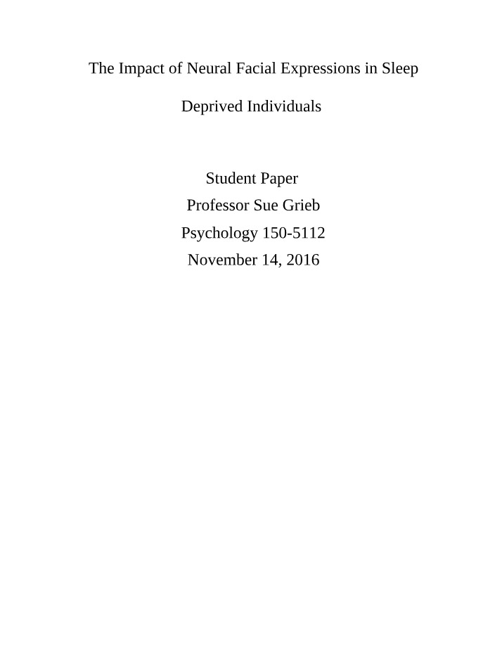 Neural Facial Expressions in Sleep-Deprived Individuals