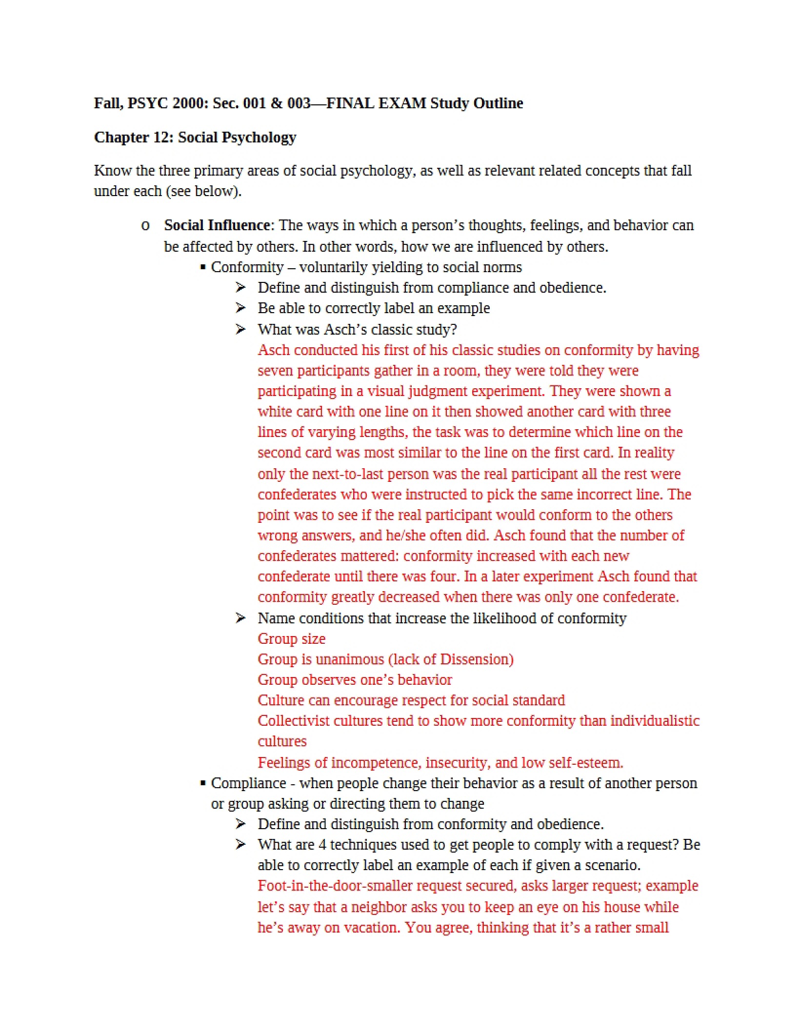 Social Psychology (Ch. 12)