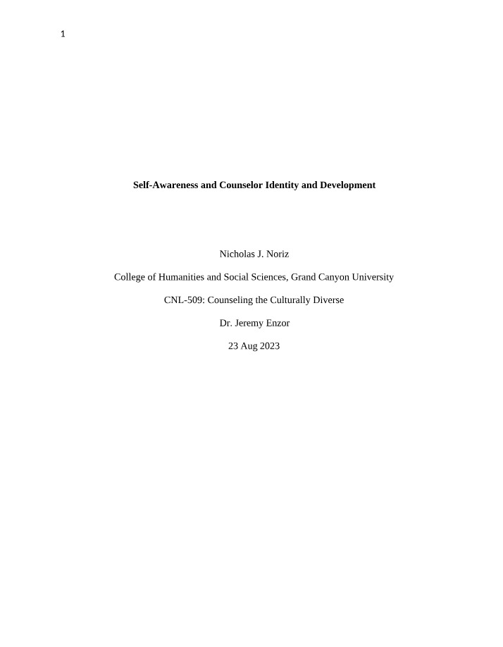 Counselor Identity, Development, and Self-Awareness