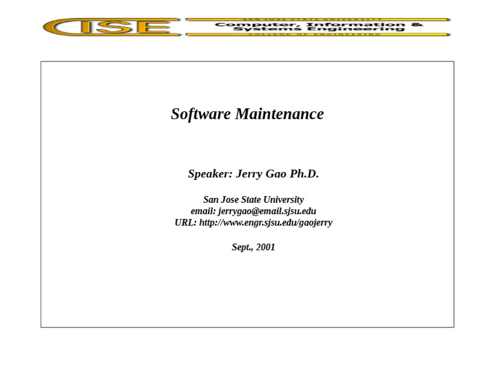 Software Maintenance Procedures