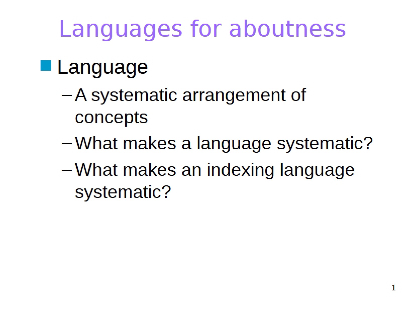 Aboutness and Descriptive Languages