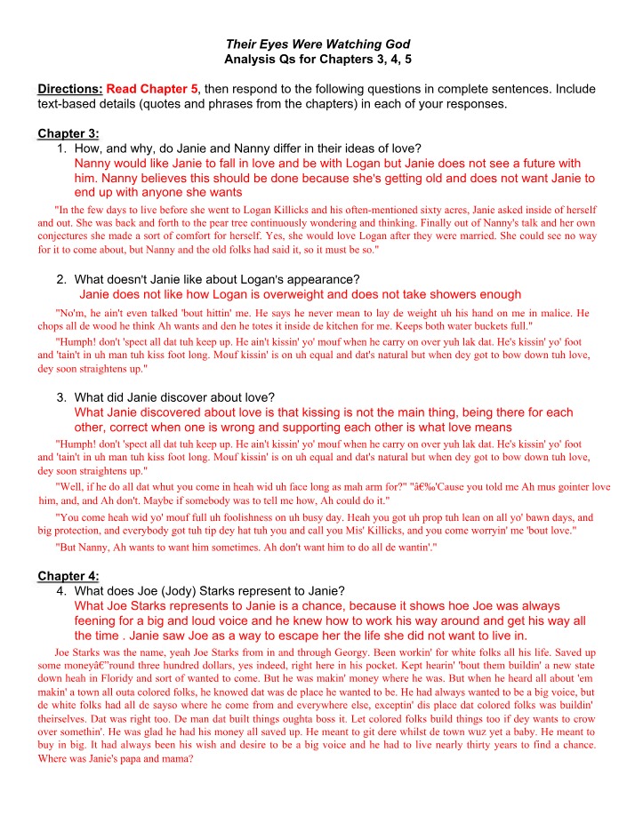 2021 TEWWG Chapter 3-5 Analysis Questions by Rebecca Etienne