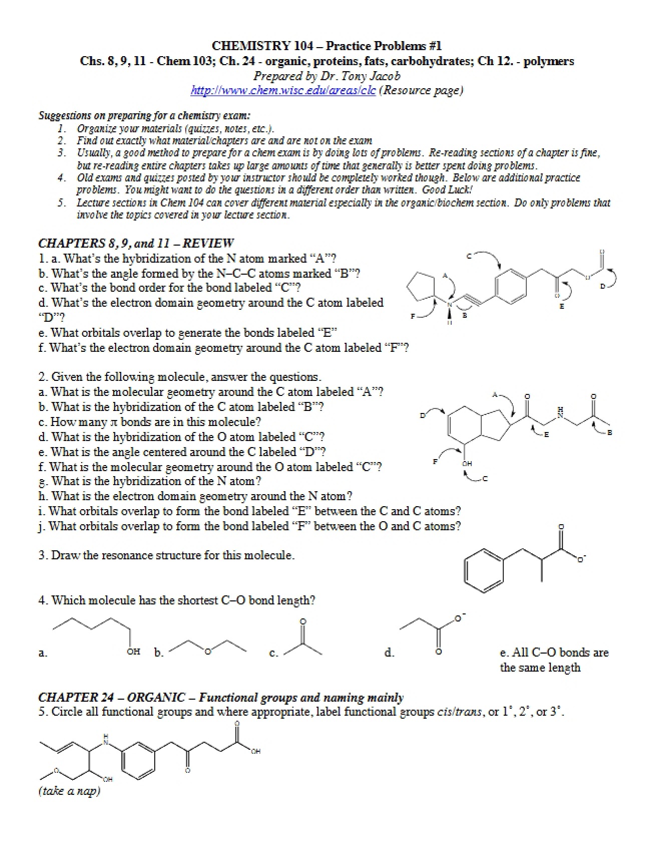 Practice Problem Set 1 (Chem 104)