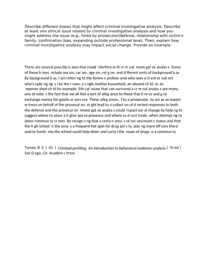 Biases Affecting Criminal Investigative Analysis