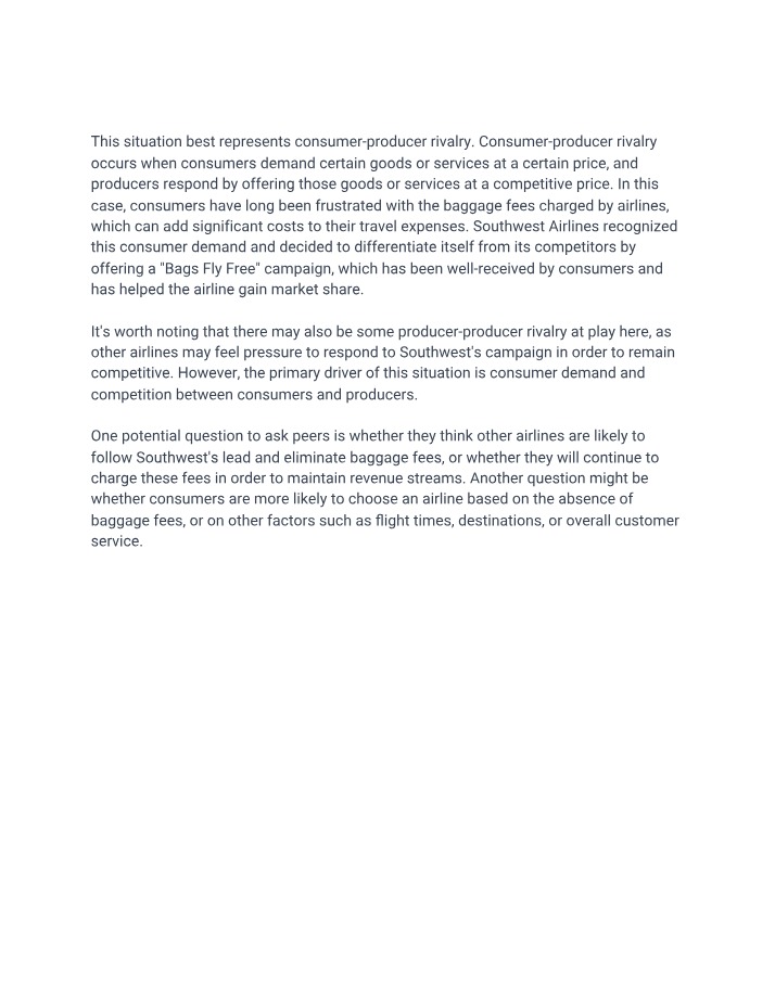 Southwest Airlines Case Study - Consumer-Producer Rivalry