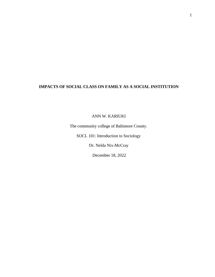 Ann's Sociology Research Paper