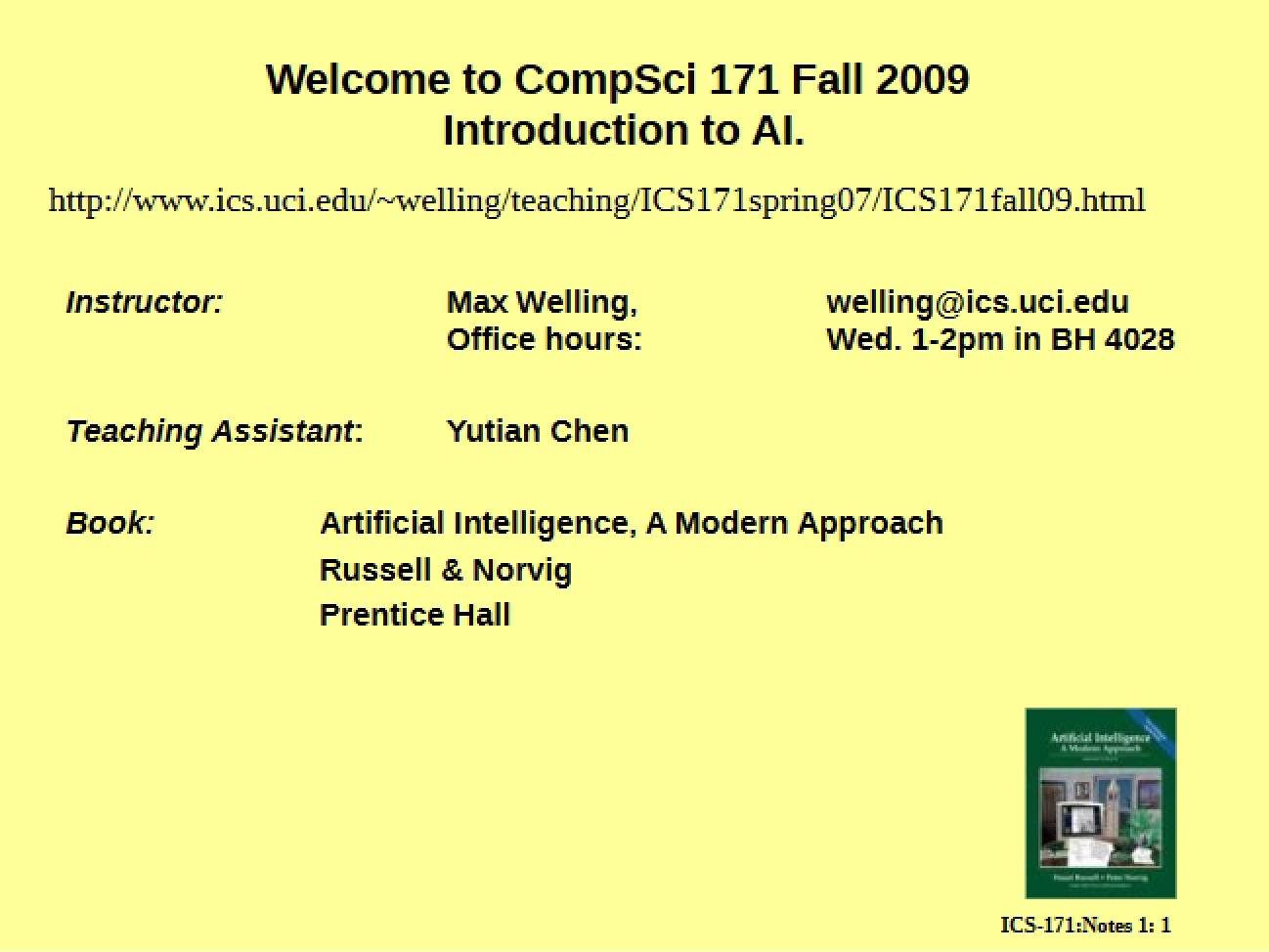 Course Syllabus: Intro to AI