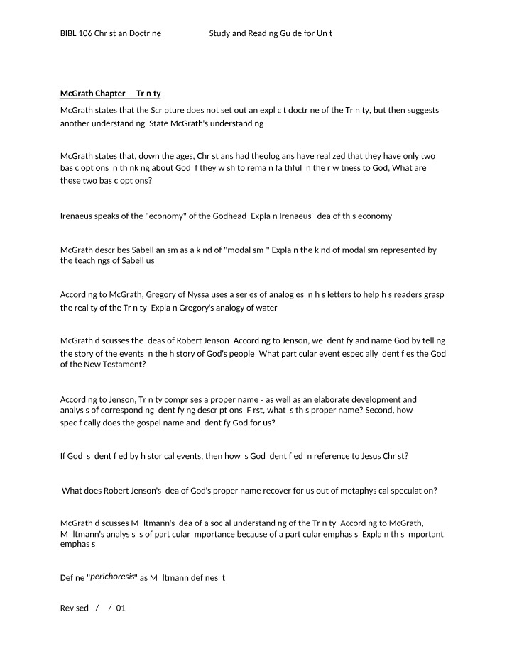 Unit 2 Reading and Study Guide - BIBL 106