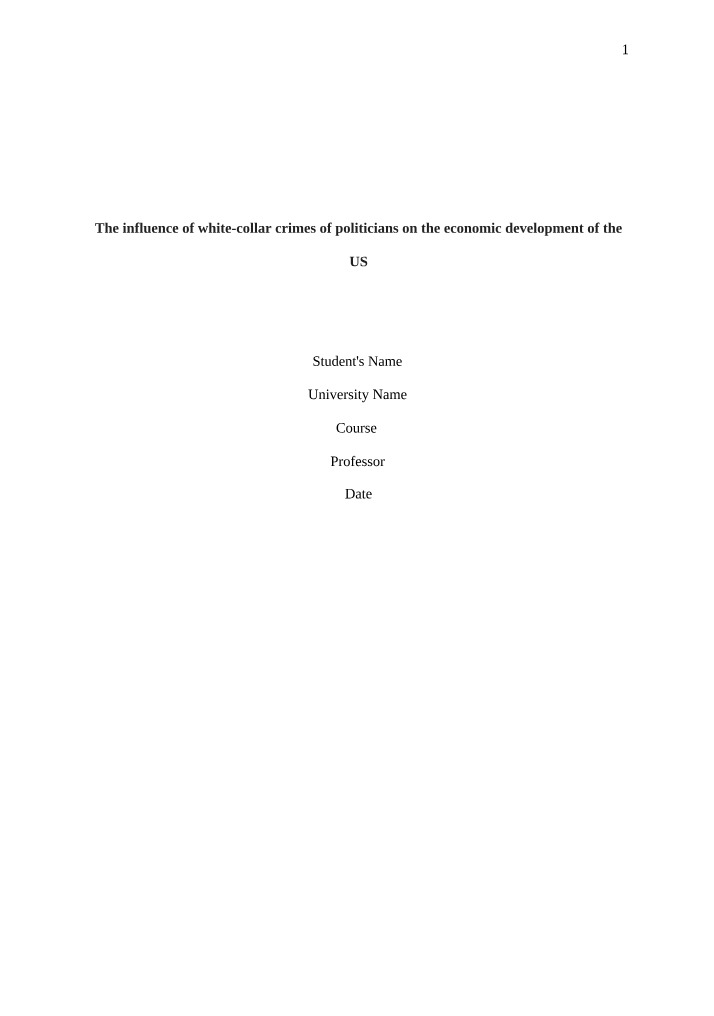 Influence of White-Collar Crimes on Economic Development