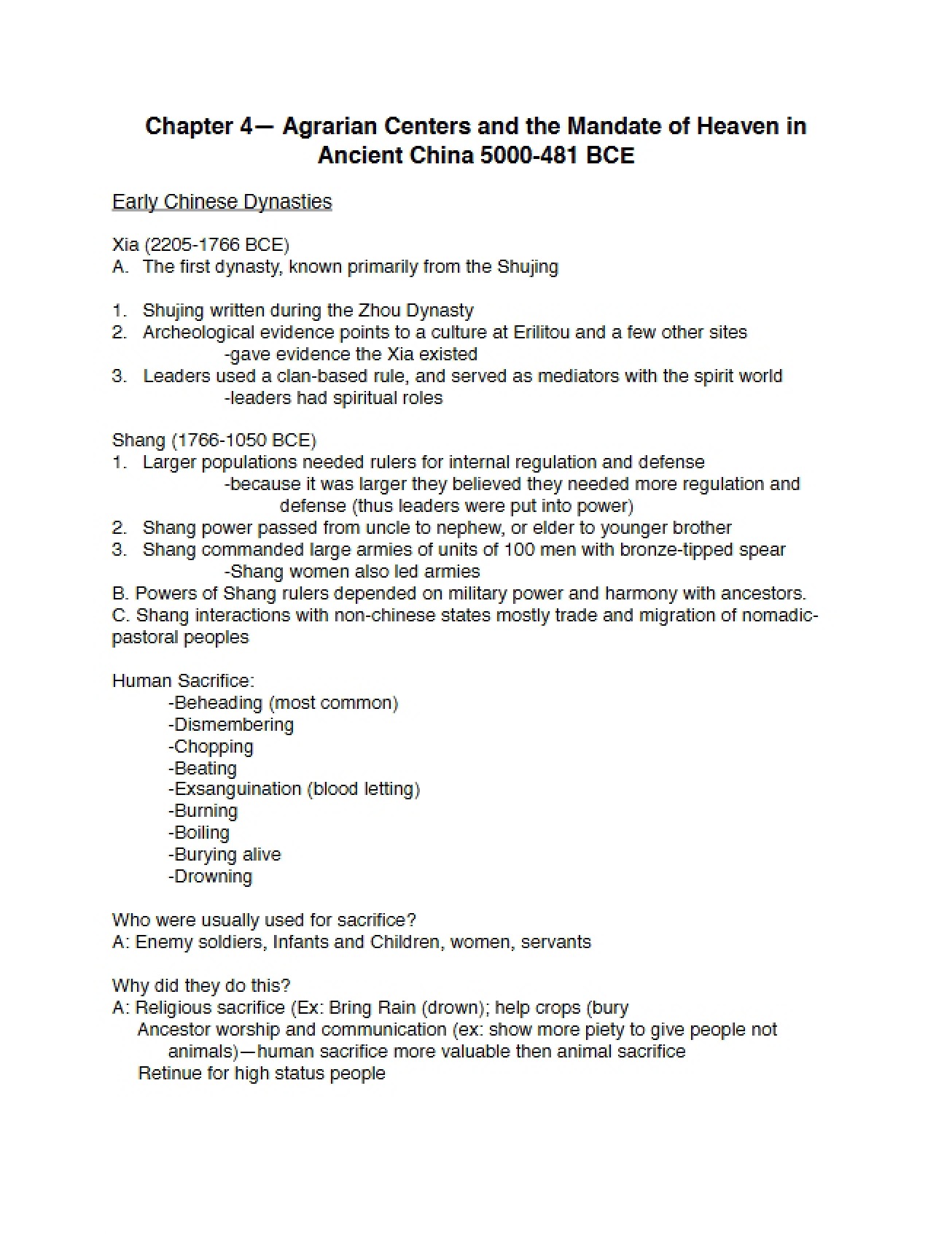 Early Agrarian Societies (World History Chapter 4)